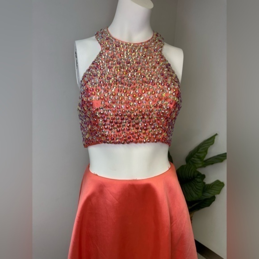 Faviana Coral 2 piece Prom Dress with Maxi‎ Skirt sz 2 - Picture 6 of 17